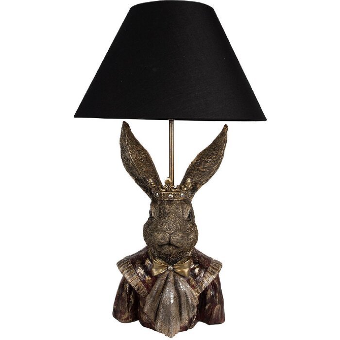 Clayre & Eef 5LMC0033 Stolní lampa Zajíček s korunkou Černá/hnědá 37x61 cm