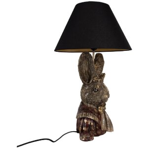 Clayre & Eef 5LMC0033 Stolní lampa Zajíček s korunkou Černá/hnědá 37x61 cm