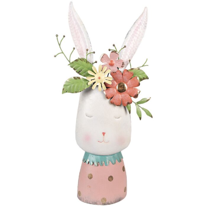 Clayre & Eef 5Y1214 Květináč Rabbit Pink Turquoise 29x19x62 cm