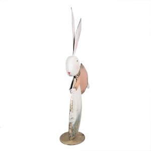 Clayre & Eef 5Y1215 Dekorativní figurka velikonočního zajíčka pastelově růžová 35x11x56 cm
