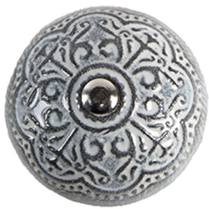 Clayre & Eef 65303 Klika na dveře Vintage Silver Ø 4x3/6 cm Sada 4 kusů