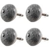 Clayre & Eef 65303 Klika na dveře Vintage Silver Ø 4x3/6 cm Sada 4 kusů