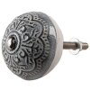 Clayre & Eef 65303 Klika na dveře Vintage Silver Ø 4x3/6 cm Sada 4 kusů