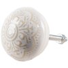Clayre & Eef 65304 Dveřní klika keramická bílá zlatý vzor Ø4x3 cm