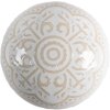 Clayre & Eef 65304 Dveřní klika keramická bílá zlatý vzor Ø4x3 cm