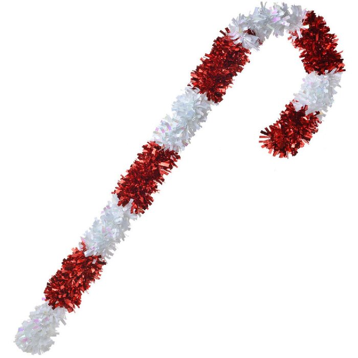 Clayre & Eef 65472M Dekorace Candy Cane červená bílá 26x7x95 cm