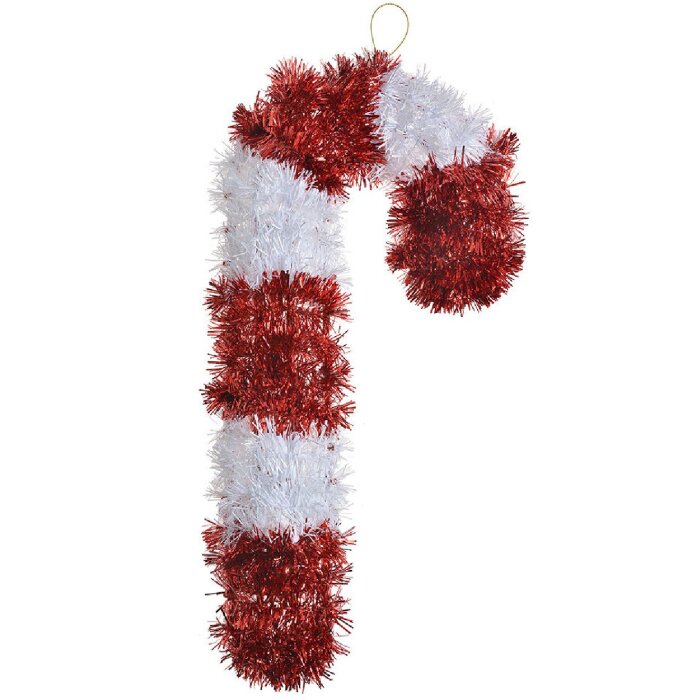 Clayre & Eef 65474 Dekorace Candy Cane červená bílá 18x3x36 cm