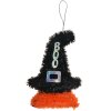 Clayre & Eef 65499 Dekorace přívěsek čarodějnický klobouk černá oranžová 12x3x15 cm