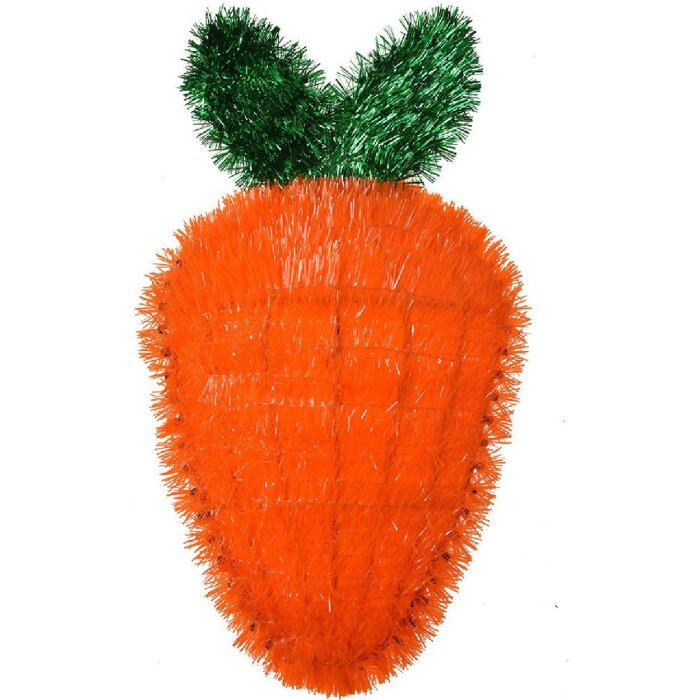 Nástěnná dekorace Clayre & Eef Mrkev oranžová zelená 20x3x37 cm
