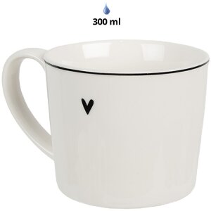 Clayre & Eef 6CEMU0141 Hrnek Srdce 12x8x7 cm 275 ml Bílý