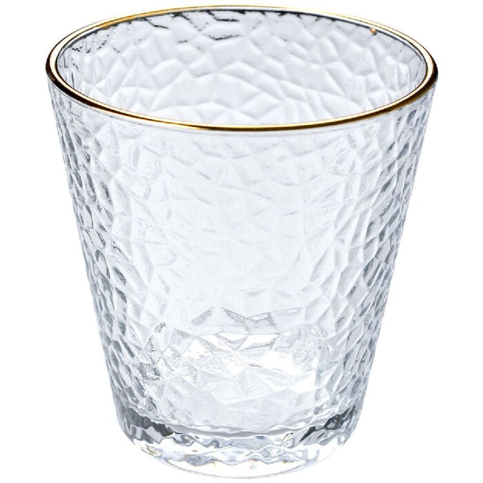 Clayre & Eef 6GL4877 Sklenice na pití se zlatým okrajem 300 ml Ø 9x9 cm