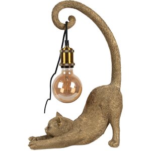 Clayre & Eef 6LMP788 Stolní lampa Cat Gold 31x17x49 cm E27/max 1x60W