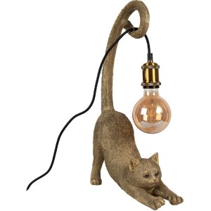 Clayre & Eef 6LMP788 Stolní lampa Cat Gold 31x17x49 cm E27/max 1x60W