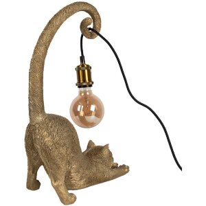 Clayre & Eef 6LMP788 Stolní lampa Cat Gold 31x17x49 cm E27/max 1x60W