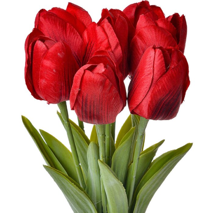Clayre & Eef 6PL0276 Umělé květiny Tulipány 10x10x32 cm Červený