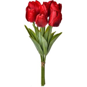 Clayre & Eef 6PL0276 Umělé květiny Tulipány 10x10x32 cm Červený