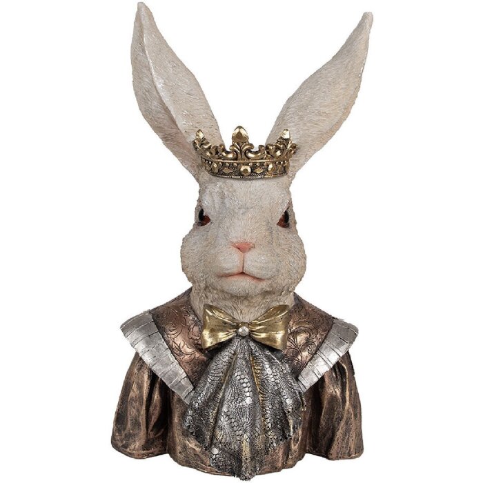 Clayre & Eef 6PR4138 Dekorace králík s korunkou 23x18x40 cm