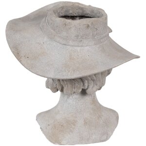 Clayre & Eef 6PR4979 Květináč žena s kloboukem šedý 27x23x26 cm