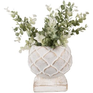 Clayre & Eef 6TE0511S Květináč Ø 14x14 cm bílý Vintage