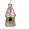 Clayre & Eef 6Y5599 Ptačí budka růžová Ø 17x33/70 cm Železná kulatá budka ve venkovském stylu