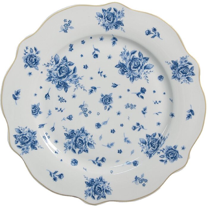 Clayre & Eef BRBDP Malý talíř porcelánový bílý modrý Ø 20x2 cm