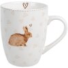 Clayre & Eef BSLCMU Hrnek bílý hnědý 12x8x10 cm 350 ml porcelánový