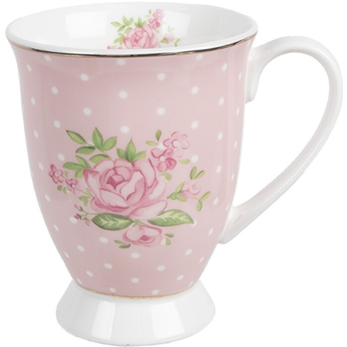 Clayre & Eef SWRMU-2 Hrnek porcelánový růžovo-fialový 12x8x10cm 300ml