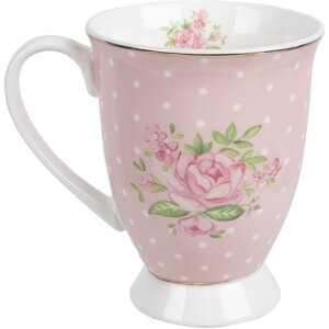Clayre & Eef SWRMU-2 Hrnek porcelánový růžovo-fialový 12x8x10cm 300ml