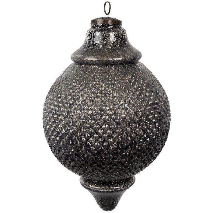 Clayre & Eef 6GL4533L Baňka na vánoční stromek černá šedá Ø 20x32 cm barokní styl