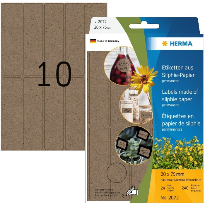 HERMA 2072 Víceúčelové etikety 20 x 75 mm Silphie papír pro ruční etiketování