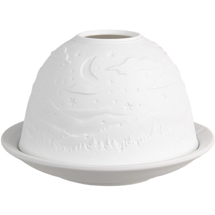 Clayre & Eef 6CE1815 Stojánek na čajovou svíčku bílý Ø 12x8 cm Porcelán ve venkovském stylu