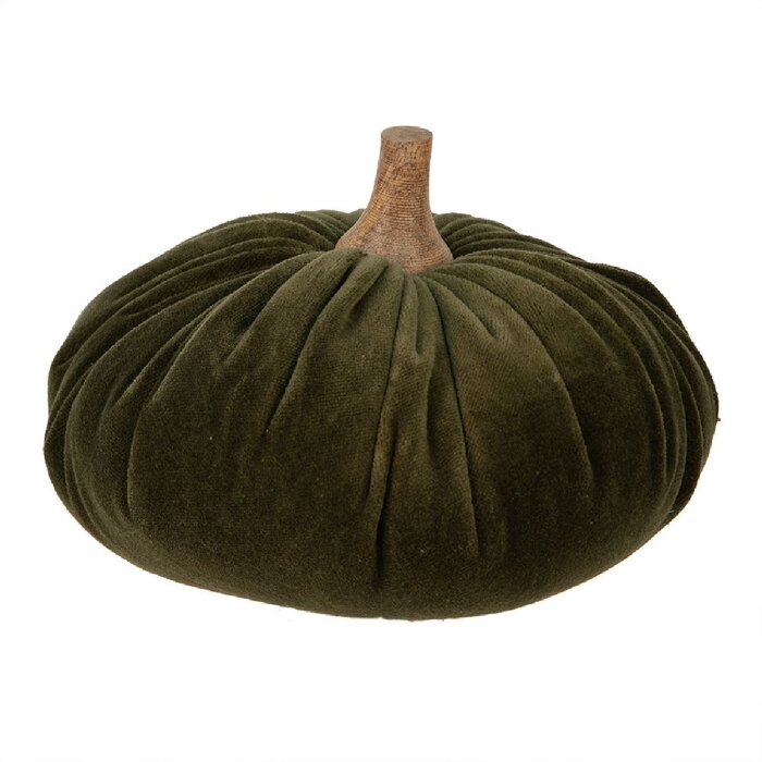 Clayre & Eef 65430 Dekorace dýně zelená Ø 20x14 cm venkovský styl Polyester