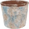 Clayre & Eef 6TE0523L Květináč terakota béžová modrá Ø 23x20 cm venkovský styl