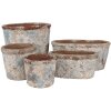 Clayre & Eef 6TE0523L Květináč terakota béžová modrá Ø 23x20 cm venkovský styl