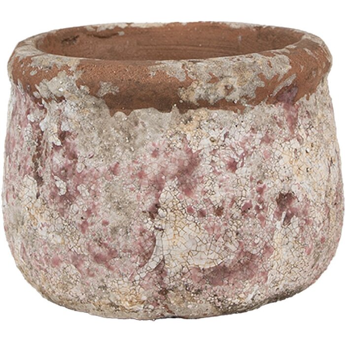 Clayre & Eef 6TE0527S Květináč terakota béžová Ø 13x9 cm venkovský styl