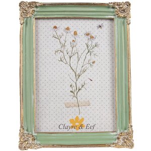 Clayre & Eef 2F1141 Fotorámeček 16x2x21 cm zelený zlatý v českém stylu