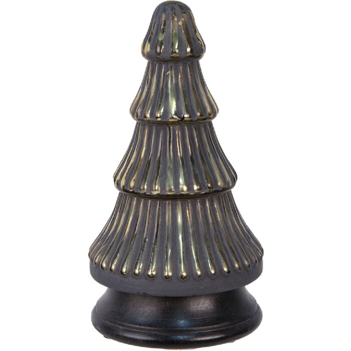 Clayre & Eef 65382 Vánoční stromek zlatý šedý Ø 14x25 cm