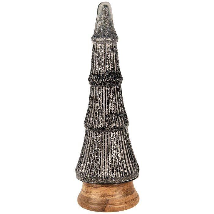 Clayre & Eef 65387 Vánoční stromek stříbrný černý Ø 15x44 cm