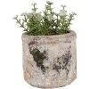 Clayre & Eef 6TE0516S Květináč terakota béžová zelená Ø 12x11 cm venkovský styl