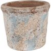 Clayre & Eef Květináč béžovo zelený Ø 14x12 cm Venkovský styl