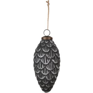 Clayre & Eef 6GL4510 Sada koulí na vánoční stromek 4 šedé Ø 8x15 cm