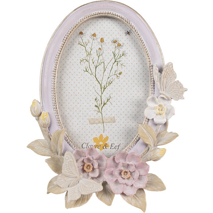 Clayre & Eef 2F1102 Fotorámeček Oval Purple Beige 16x3x20 cm 10x15 cm