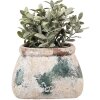 Clayre & Eef 6TE0536M Květináč béžovo zelený 20x14x13 cm venkovský styl