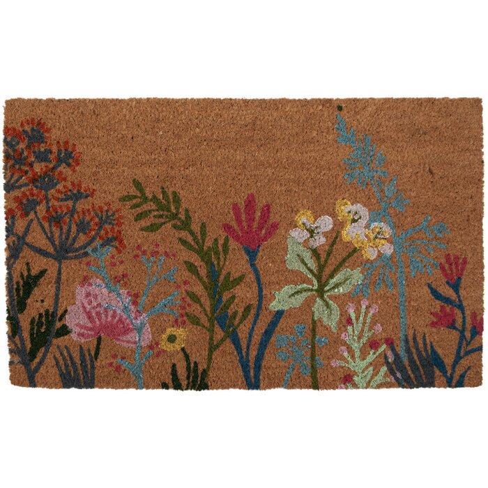 Clayre & Eef WFFMC Rohožka na dveře s květinovým vzorem 75x45x1 cm