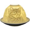Clayre & Eef 6CE1807 Stojánek na čajovou svíčku Cat Ø 12x8 cm Bílý