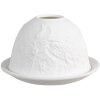 Clayre & Eef 6CE1809 Stojánek na čajovou svíčku Porcelánová kočka Ø 12x8 cm Bílá