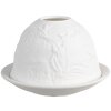 Clayre & Eef 6CE1812 Stojánek na čajovou svíčku Ø 12x8 cm Bílý porcelán s designem jelena