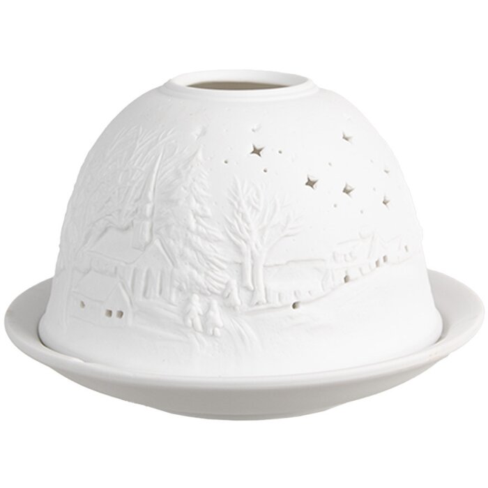 Clayre & Eef 6CE1814 Stojánek na čajové svíčky Stars Ø 12x8 cm bílý