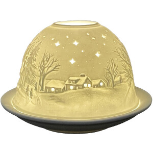 Clayre & Eef 6CE1814 Stojánek na čajové svíčky Stars Ø 12x8 cm bílý