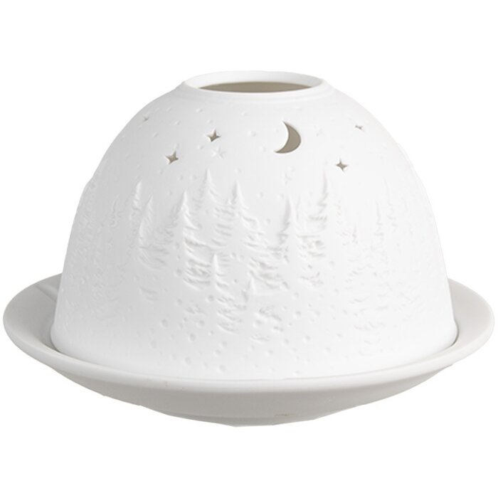 Clayre & Eef 6CE1817 Držák na čajové svíčky Ø 12x8 cm Strom Bílá